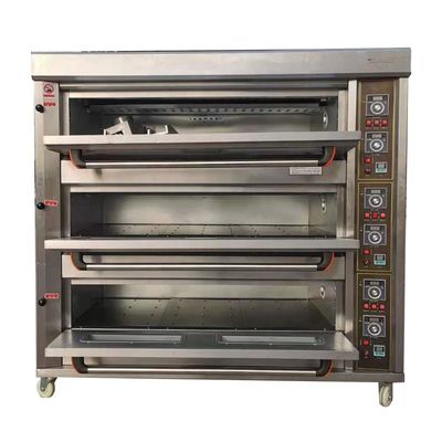 Materiale grezzo Farina 3 piattaforme 9 vassoi Forno a gas da forno da forno 1760*890*1770mm per negozi di alimentari