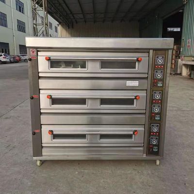 Materiale grezzo Farina 3 piattaforme 9 vassoi Forno a gas da forno da forno 1760*890*1770mm per negozi di alimentari
