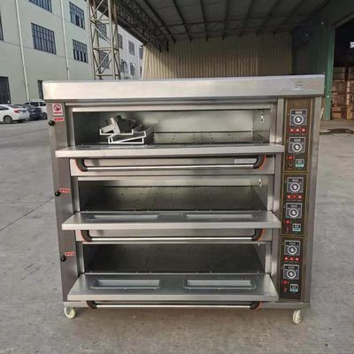 Materiale grezzo Farina 3 piattaforme 9 vassoi Forno a gas da forno da forno 1760*890*1770mm per negozi di alimentari