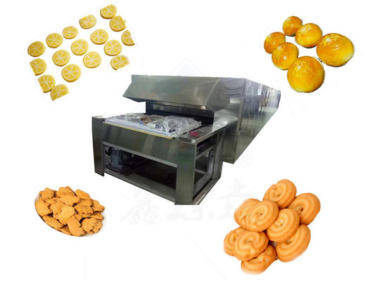 Forno tunnel di medie dimensioni per cucinare biscotti e omelette di uova in un negozio di alimenti e bevande