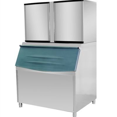 Fabricante di cubi di ghiaccio industriali con raffreddamento ad aria o acqua e capacità di stoccaggio di ghiaccio di 350 kg