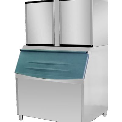 Fabricante di cubi di ghiaccio industriali con raffreddamento ad aria o acqua e capacità di stoccaggio di ghiaccio di 350 kg