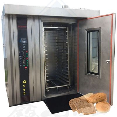 Forno rotativo a gas professionale competitivo con capacità di produzione di 100 kg/h e 32 vassoi