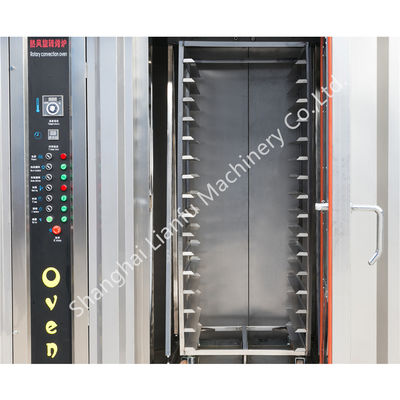 Forno rotativo a gas professionale competitivo con capacità di produzione di 100 kg/h e 32 vassoi