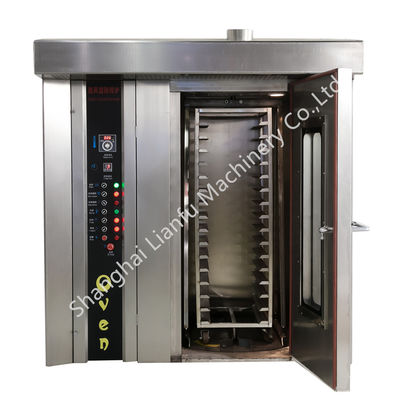 Forno rotativo a gas professionale competitivo con capacità di produzione di 100 kg/h e 32 vassoi