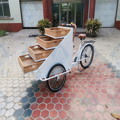 Piccole merci Funzione macchine vendere cibo di strada ruote 3 biciclette per pane frutta