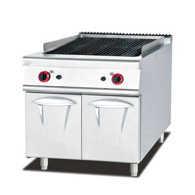 Grill di pietra di lava a gas commerciale con armadio e dispositivo di sicurezza antincendio in sliver