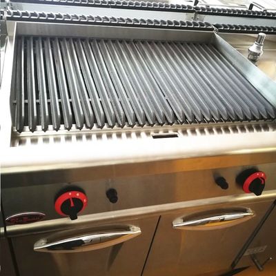 Grill di pietra di lava a gas commerciale con armadio e dispositivo di sicurezza antincendio in sliver