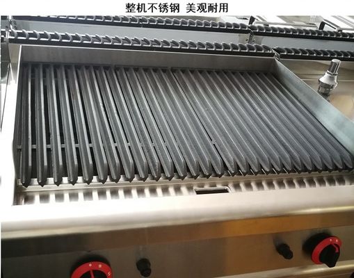 Grill di pietra di lava a gas commerciale con armadio e dispositivo di sicurezza antincendio in sliver