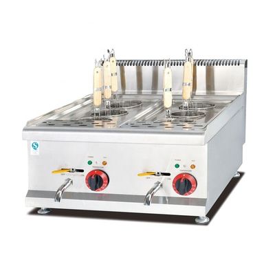 Elegante cucina a gas in acciaio inossidabile per cucina di ristorazione